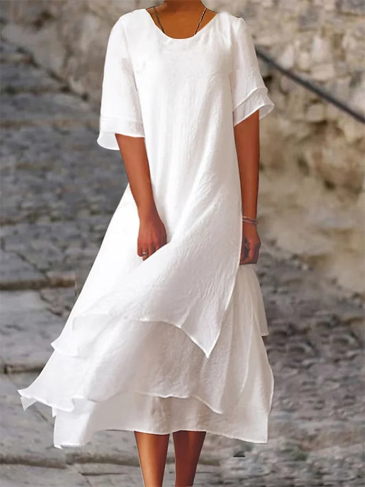 Belana® | Doppellagiges Kleid aus Baumwolle und Leinen